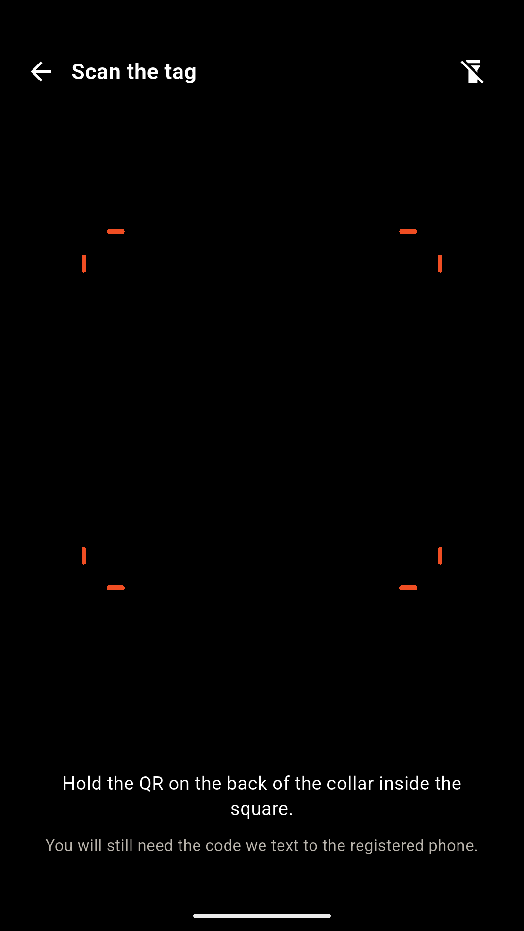 The QR scanner used to pair a tag